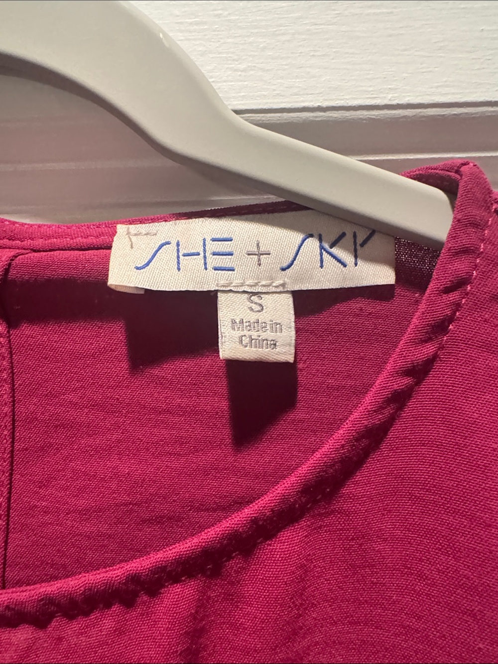 She + Sky Magenta Smocked Waist Long-Sleeve Blouse - Picture 2 of 3